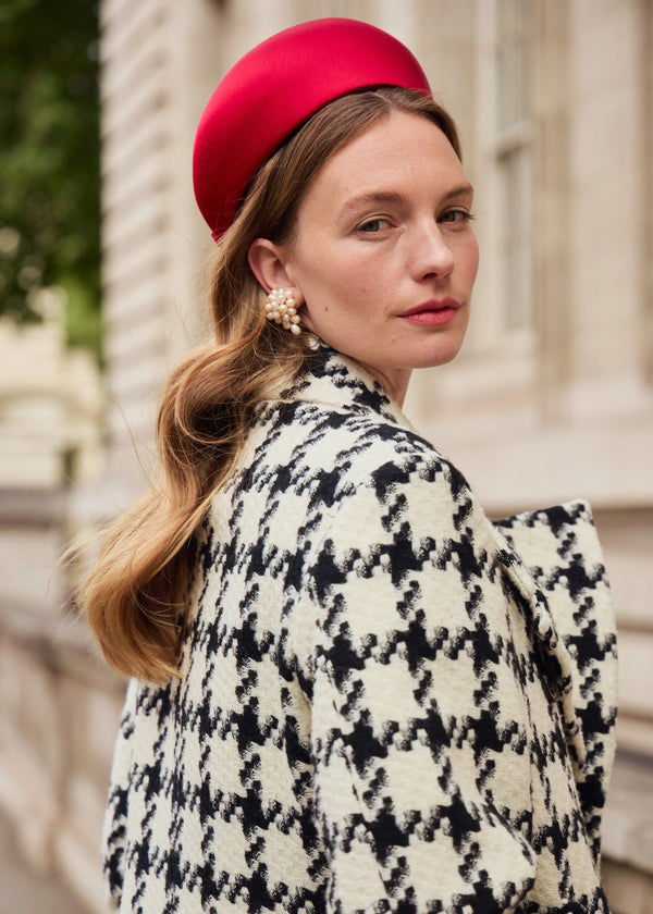 The Halo® Pillbox in Satin with Tailored Bow in Red Jane Taylor London