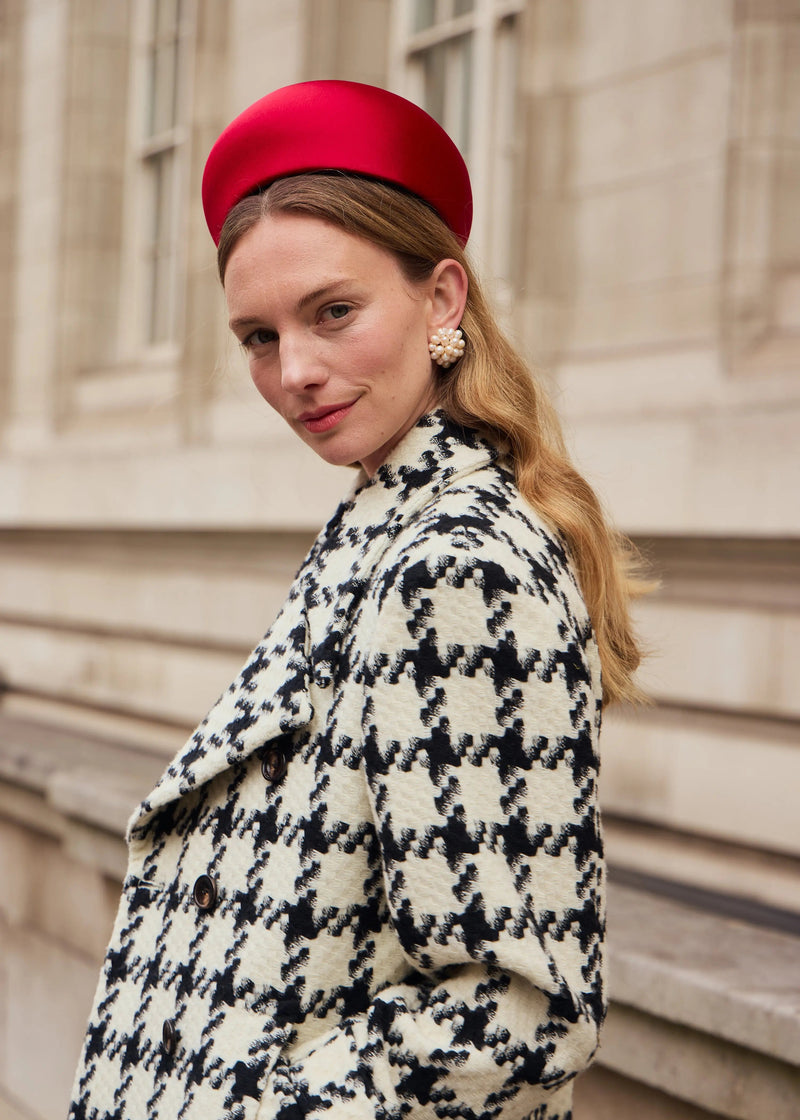 The Halo® Pillbox in Satin with Tailored Bow in Red Jane Taylor London