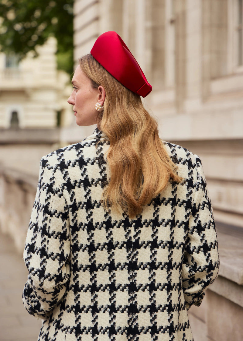 The Halo® Pillbox in Satin with Tailored Bow in Red Jane Taylor London