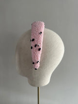 Tweed Headband - Pink with Black Spots Jane Taylor London