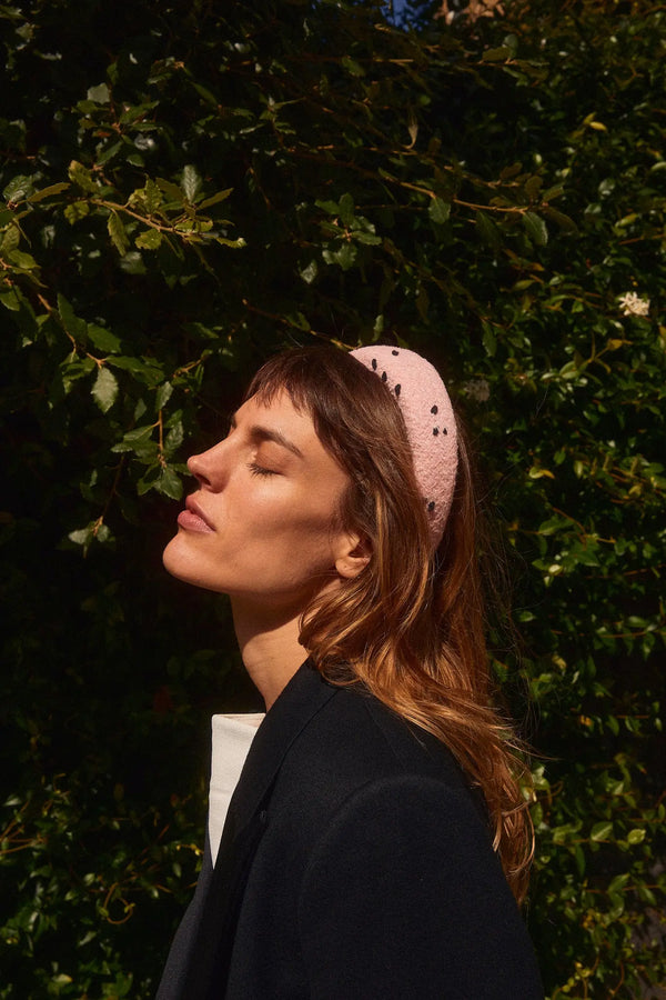 Tweed Headband - Pink with Black Spots Jane Taylor London