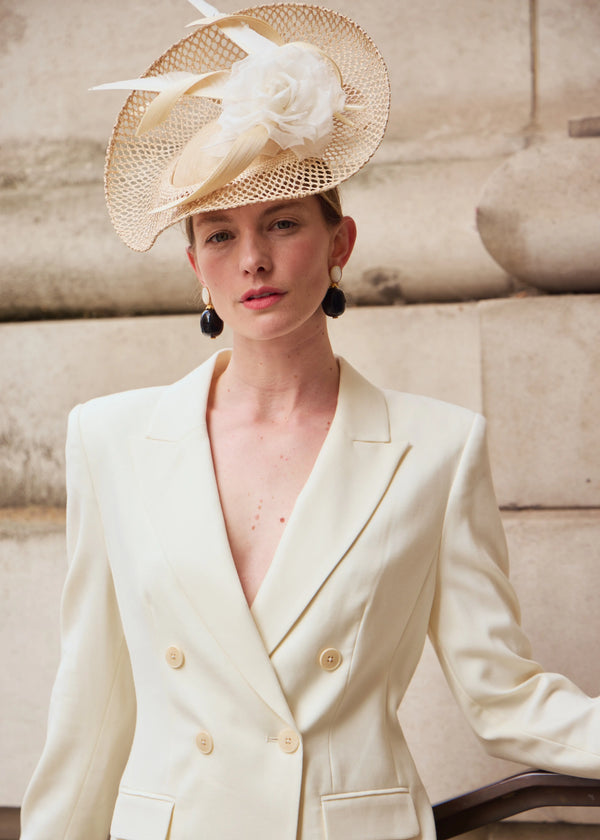 Una Hat in Straw with Flower in Natural Jane Taylor London