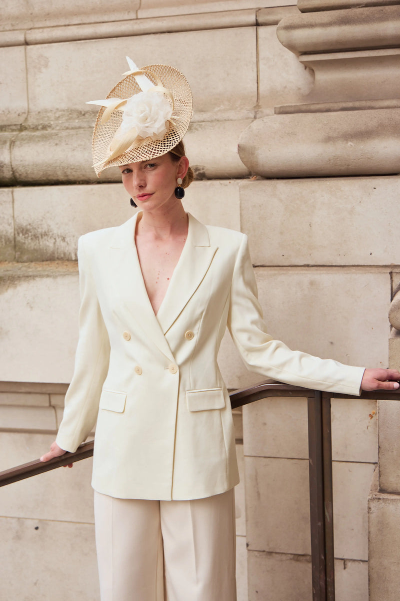 Una Hat in Straw with Flower in Natural Jane Taylor London