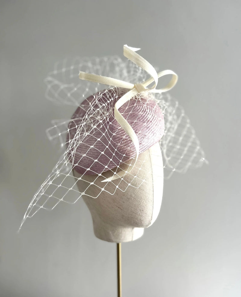 Vitula with veiling and buntal - Lilac Jane Taylor London