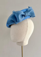 Chelsea Beret in Crepe with Organza Bow in Blue