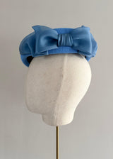 Chelsea Beret in Crepe with Organza Bow in Blue