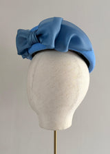 Chelsea Beret in Crepe with Organza Bow in Blue