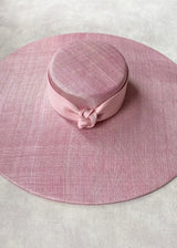 Cynthia Boater Hat in Pinokpok with Satin Bow