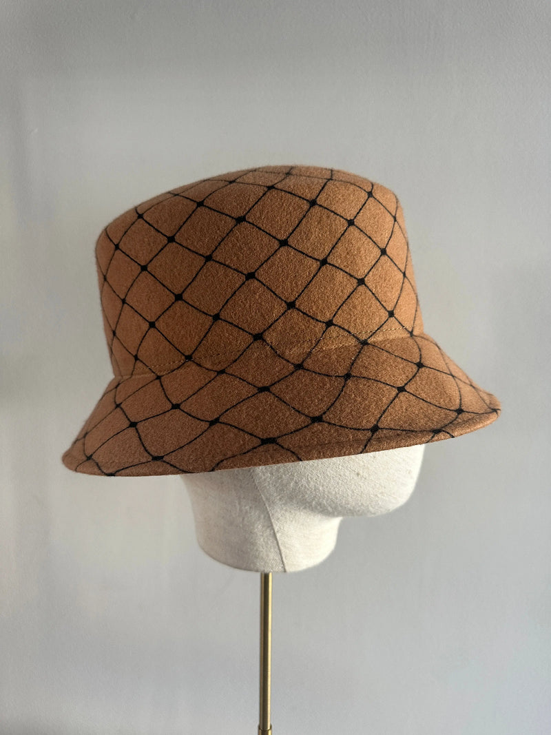 Wool Felt Bucket Hat with Printed Mesh Effect Jane Taylor Design