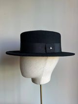 Wool Felt Small Brim Boater with Grosgrain Detail Jane Taylor London