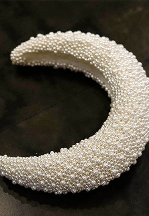 Bridal Crescent Moon Band in Pearl Jane Taylor Design