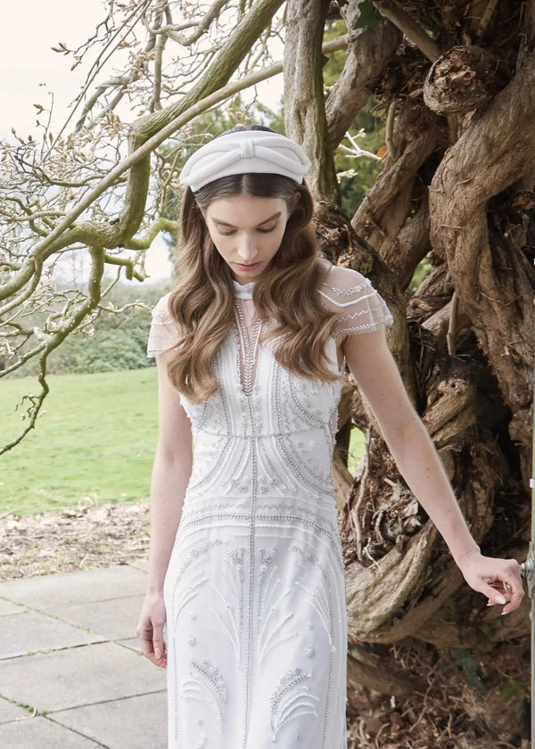 Bridal Diana Headband in Crepe with Bow Jane Taylor Design