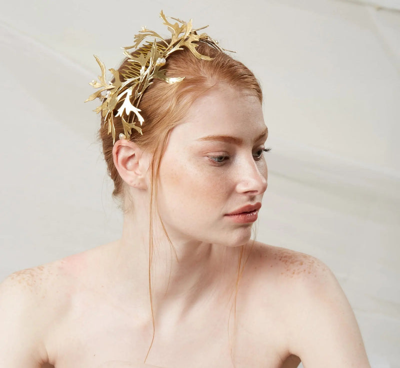 Gold plated Fern Leaves Headband Jane Taylor Design