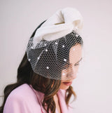 Ivory Turban Headband with Veil Jane Taylor Design