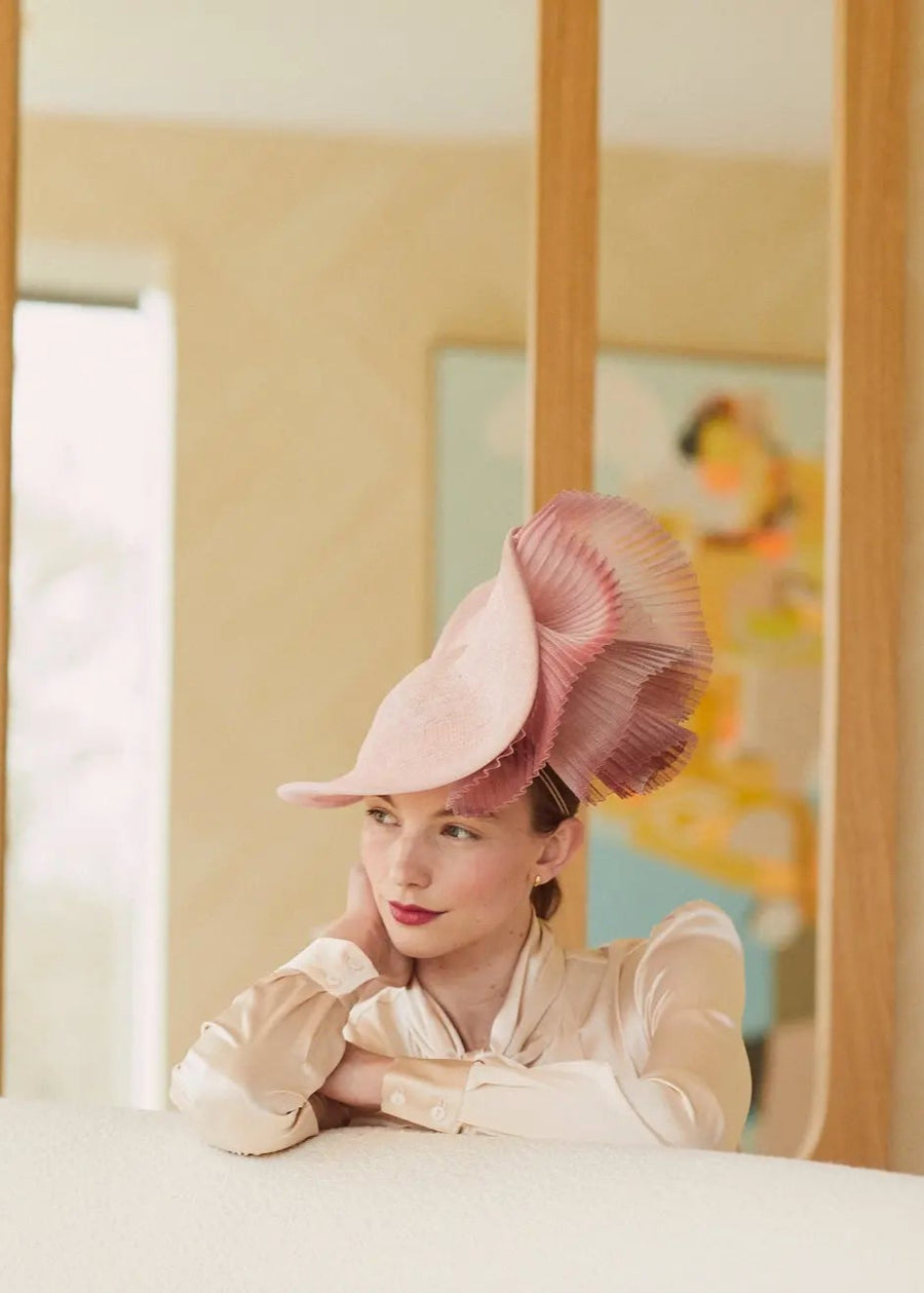 pink dress hat Baby pink satin ladies dress hat/Shenor Collections