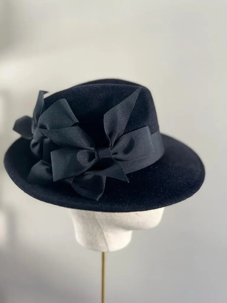 Midnight Trilby with Bows Jane Taylor London