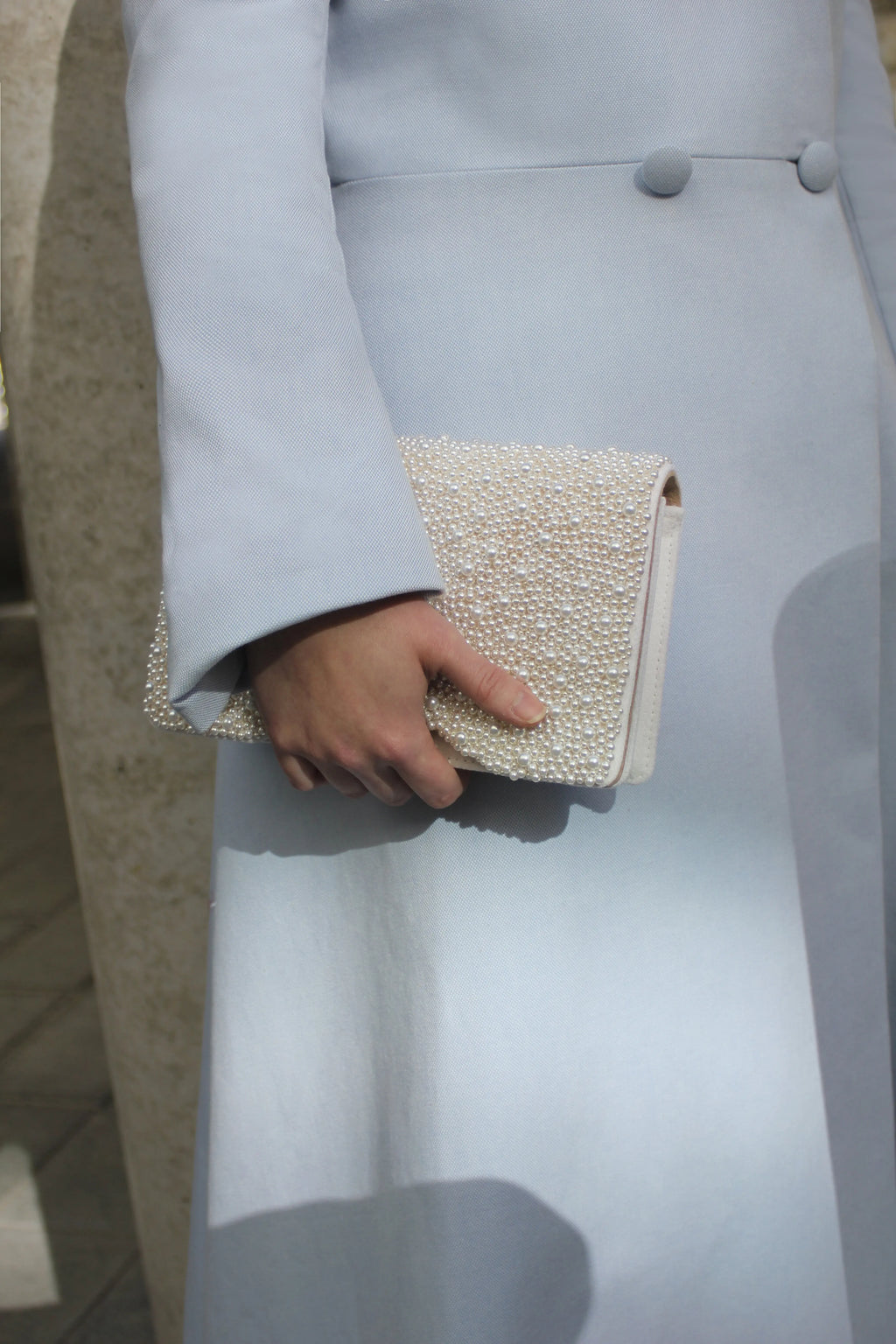 Silver pearl outlet clutch bag