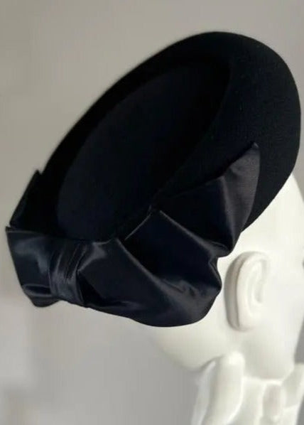 Pillbox Halo® in Crepe with Satin Bow Jane Taylor London